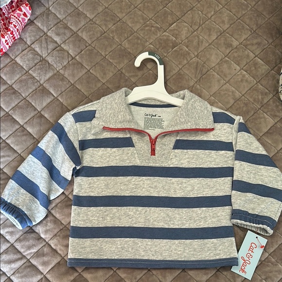 Cat & Jack Blue and Gray Striped Sweatshirt - Picture 1 of 2